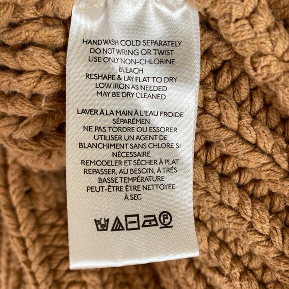 Free People My Only Sunshine Sweater Size M Camel Tan Oversize Chunky Mock Boho - Picture 12 of 14